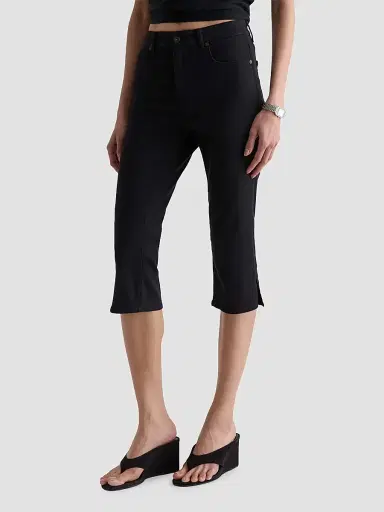 AG Jeans Women's Maisie Split-Cuff Capri Jeans - Super Black | Thumbnail 3