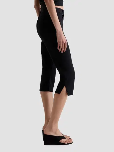 AG Jeans Women's Maisie Split-Cuff Capri Jeans - Super Black | Thumbnail 4