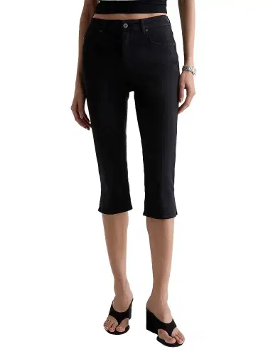 AG Jeans Women's Maisie Split-Cuff Capri Jeans - Super Black | Thumbnail 1