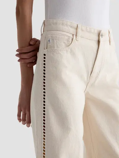 AG Jeans Women's Saige Ladder Lace-Trim Wide-Leg Crop Jeans - Fresh Air - Size 32 | Thumbnail 5 AG Jeans Women's Saige Ladder Lace-Trim Wide-Leg Crop Jeans - Fresh Air - Size 32 | Thumbnail 5