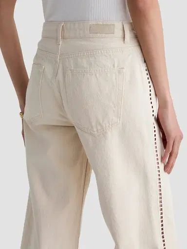 AG Jeans Women's Saige Ladder Lace-Trim Wide-Leg Crop Jeans - Fresh Air - Size 32 | Thumbnail 6 AG Jeans Women's Saige Ladder Lace-Trim Wide-Leg Crop Jeans - Fresh Air - Size 32 | Thumbnail 6
