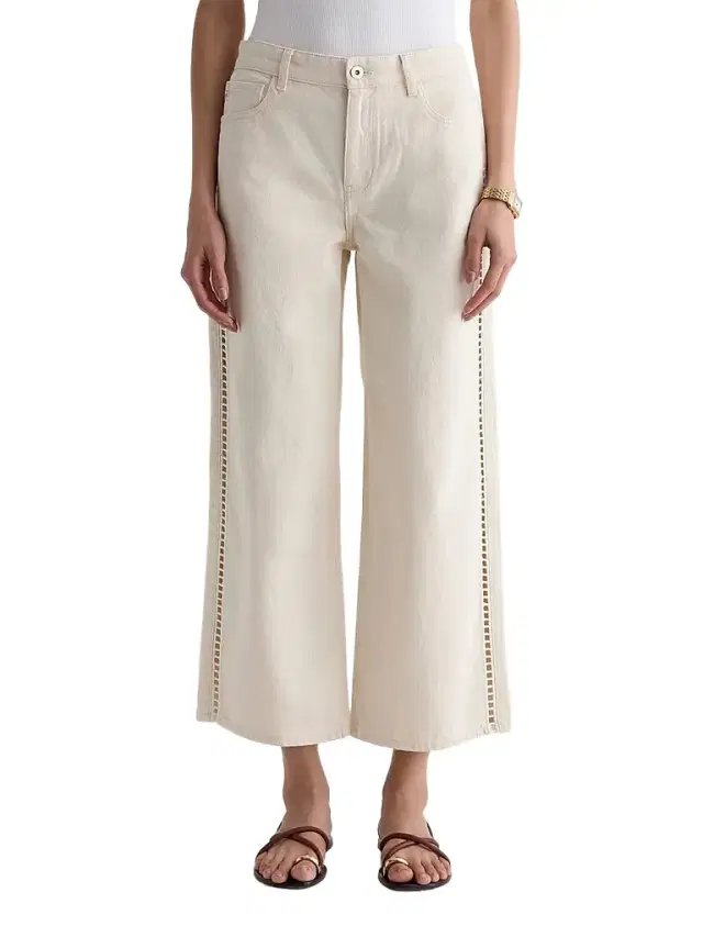 AG Jeans Women's Saige Ladder Lace-Trim Wide-Leg Crop Jeans - Fresh Air