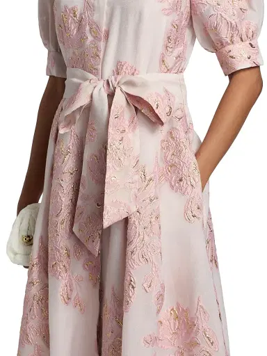 Teri Jon by Rickie Freeman Women's Brocade Shirtwaist Gown - Blush - Size 16 | Thumbnail 6