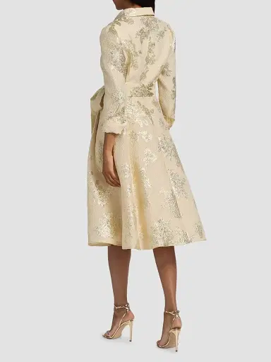 Teri Jon by Rickie Freeman Women's Metallic Floral Jacquard Midi-Shirtdress | Thumbnail 5