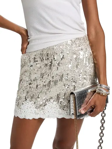 Generation Love Women's Janet Lace Sequined Miniskirt - Silvery Champagne - Size 8 | Thumbnail 3 Generation Love Women's Janet Lace Sequined Miniskirt - Silvery Champagne - Size 8 | Thumbnail 3
