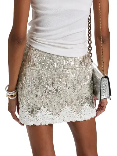 Generation Love Women's Janet Lace Sequined Miniskirt - Silvery Champagne - Size 8 | Thumbnail 5 Generation Love Women's Janet Lace Sequined Miniskirt - Silvery Champagne - Size 8 | Thumbnail 5