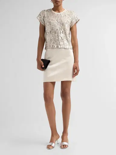 Generation Love Women's Kai Mixed Sequined Top - Silvery Champagne - Size Small | Thumbnail 2