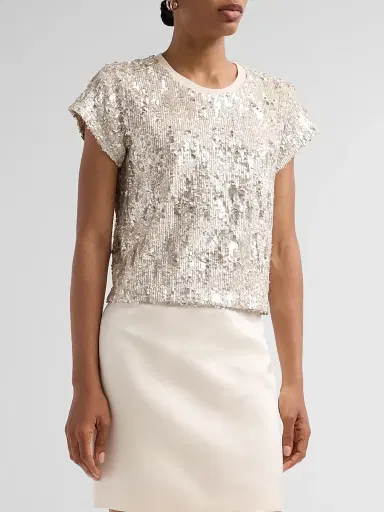Generation Love Women's Kai Mixed Sequined Top - Silvery Champagne - Size Small | Thumbnail 4