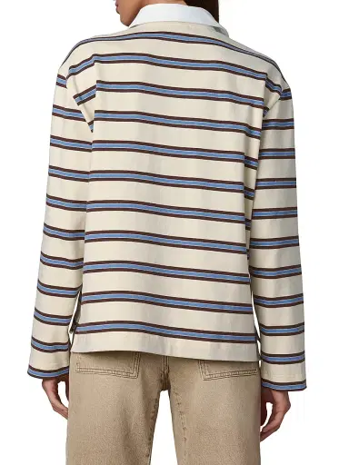 Joe's Jeans Women's Dylan Striped Cotton Oversized Rugby Shirt - Ecru Azure Multi - Size XS | Thumbnail 5 Joe's Jeans Women's Dylan Striped Cotton Oversized Rugby Shirt - Ecru Azure Multi - Size XS | Thumbnail 5