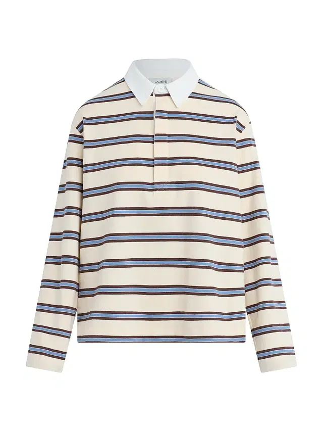 Joe's Jeans Women's Dylan Striped Cotton Oversized Rugby Shirt - Ecru Azure Multi