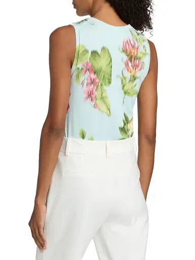 Oscar de la Renta Women's Printed Chiné Flower Knit Tank | Thumbnail 5 Oscar de la Renta Women's Printed Chiné Flower Knit Tank | Thumbnail 5