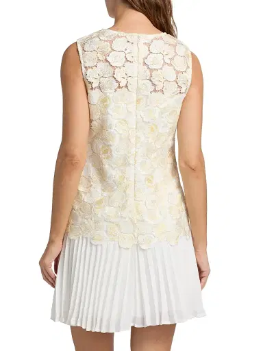 Milly Women's Maggie Embroidered Pleated Minidress - Ecru | Thumbnail 5