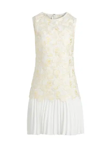 Milly Women's Maggie Embroidered Pleated Minidress - Ecru | Thumbnail 1