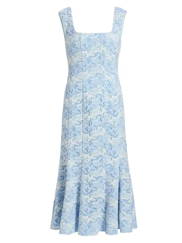 Milly Women's Meg Butterfly Lace Midi-Dress - White Blue