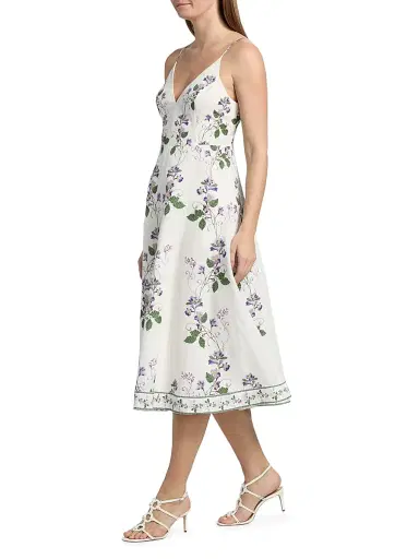 Hemant & Nandita Women's Floral Linen-Cotton Midi-Dress - Ivory - Size Medium | Thumbnail 2