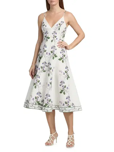 Hemant & Nandita Women's Floral Linen-Cotton Midi-Dress - Ivory - Size Medium | Thumbnail 3