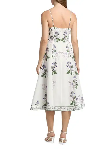Hemant & Nandita Women's Floral Linen-Cotton Midi-Dress - Ivory - Size Medium | Thumbnail 5