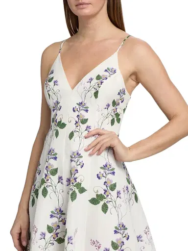 Hemant & Nandita Women's Floral Linen-Cotton Midi-Dress - Ivory - Size Medium | Thumbnail 6