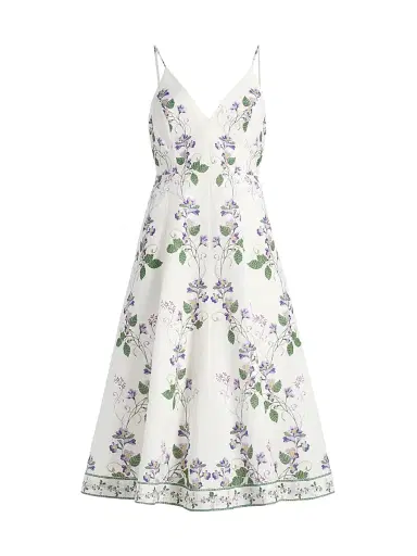 Hemant & Nandita Women's Floral Linen-Cotton Midi-Dress - Ivory - Size Medium | Thumbnail 1