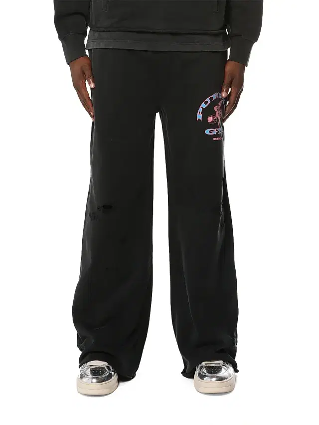 Purple Brand Men's Medium-Weight Cotton Wide-Leg Sweatpants - Black