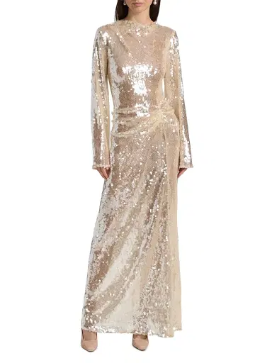 Lapointe Women's Sequined Side Tuck Gown - Ecru - Size 12 | Thumbnail 2
