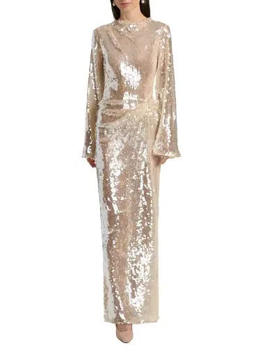 Lapointe Women's Sequined Side Tuck Gown - Ecru - Size 12 | Thumbnail 3