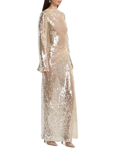 Lapointe Women's Sequined Side Tuck Gown - Ecru - Size 12 | Thumbnail 4