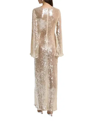 Lapointe Women's Sequined Side Tuck Gown - Ecru - Size 12 | Thumbnail 5