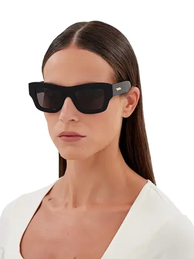 Bottega Veneta Women's Flat 50MM Squared Sunglasses - Black | Thumbnail 2