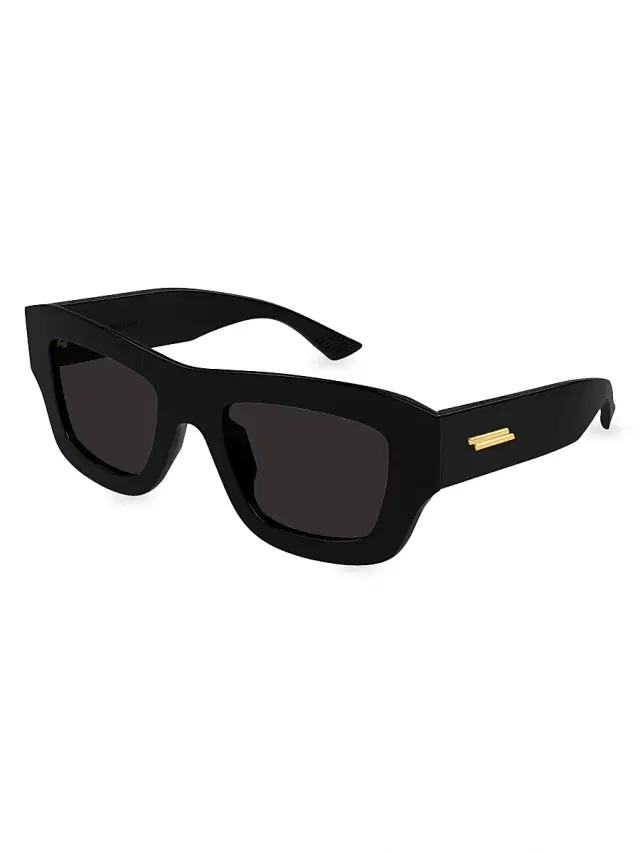 Bottega Veneta Women's Flat 50MM Squared Sunglasses - Black