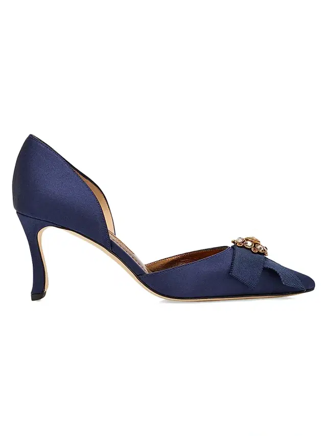 Manolo Blahnik Women's Apidosa Embellished D'Orsay Pumps - Navy