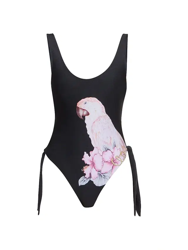 Chloé Women's À La Plage Floral Parrot Tie One-Piece Swimsuit - Multicolor Black