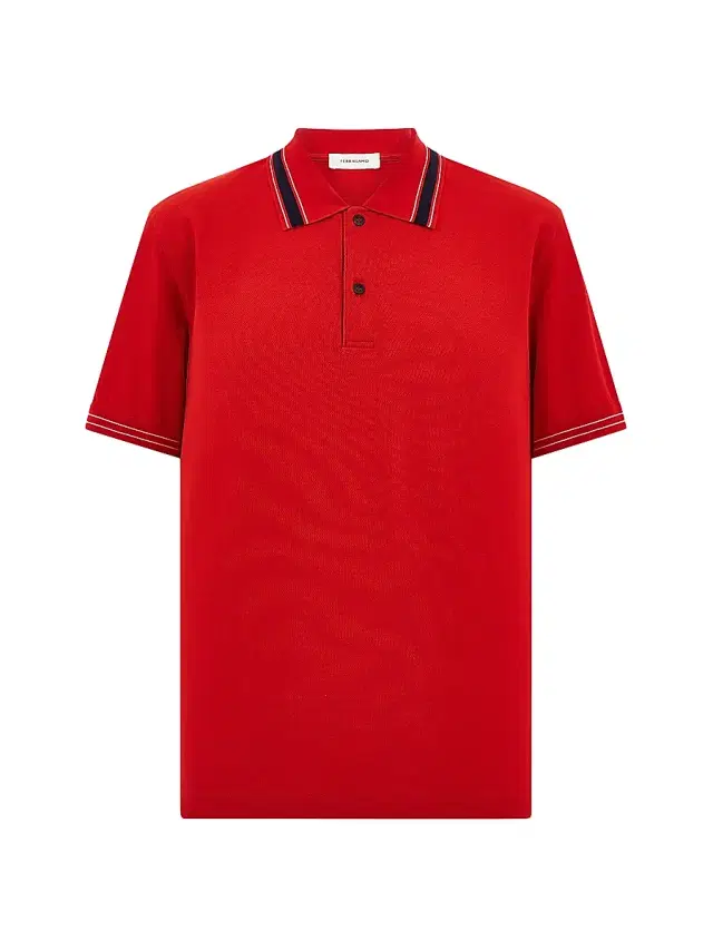 Men's Short-Sleeve Cotton Polo Shirt - Red Navy Bianco