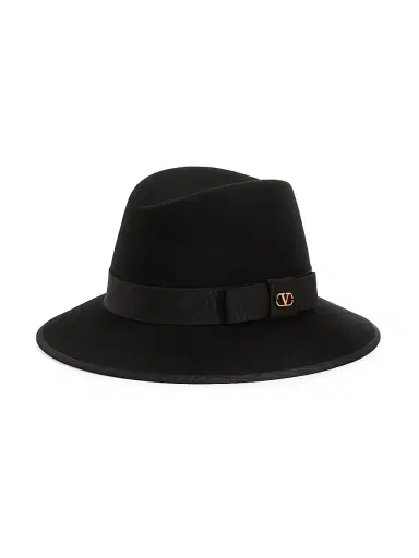 Valentino Garavani Women's VLogo Signature Felt Hat with Moiré Ribbon - Black - Size Large | Thumbnail 2 Valentino Garavani Women's VLogo Signature Felt Hat with Moiré Ribbon - Black - Size Large | Thumbnail 2