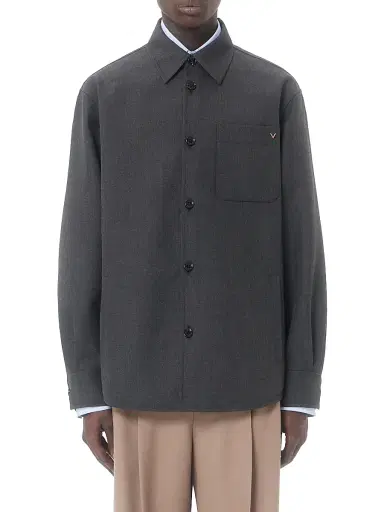 Valentino Men's Shirt Jacket in Nylon Gabardine with VGold | Thumbnail 2