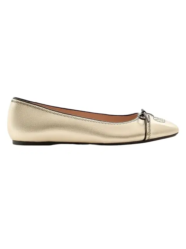 Valentino Garavani Women's VLogo Signature Laminated Nappa 05MM Ballerinas - Gold