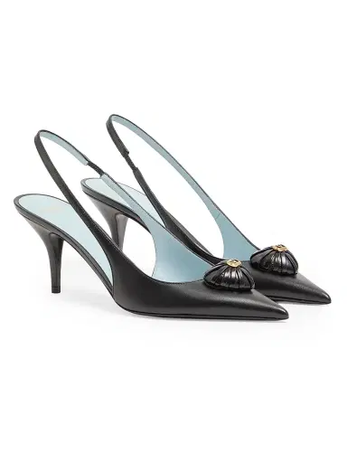 Valentino Garavani Women's Coeur Royal 75MM Slingback Pumps in Kidskin - Black - Size 11.5 | Thumbnail 2