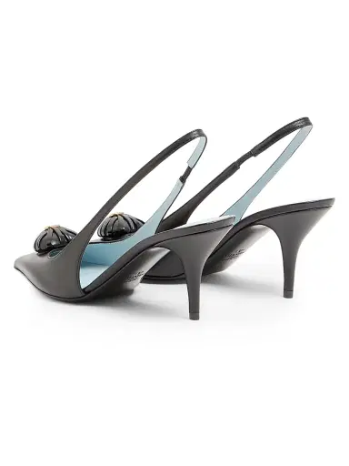 Valentino Garavani Women's Coeur Royal 75MM Slingback Pumps in Kidskin - Black - Size 11.5 | Thumbnail 3