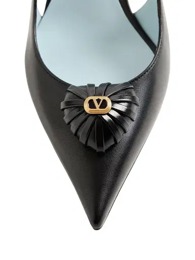 Valentino Garavani Women's Coeur Royal 75MM Slingback Pumps in Kidskin - Black - Size 11.5 | Thumbnail 5