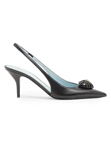 Valentino Garavani Women's Coeur Royal 75MM Slingback Pumps in Kidskin - Black - Size 11.5 | Thumbnail 1