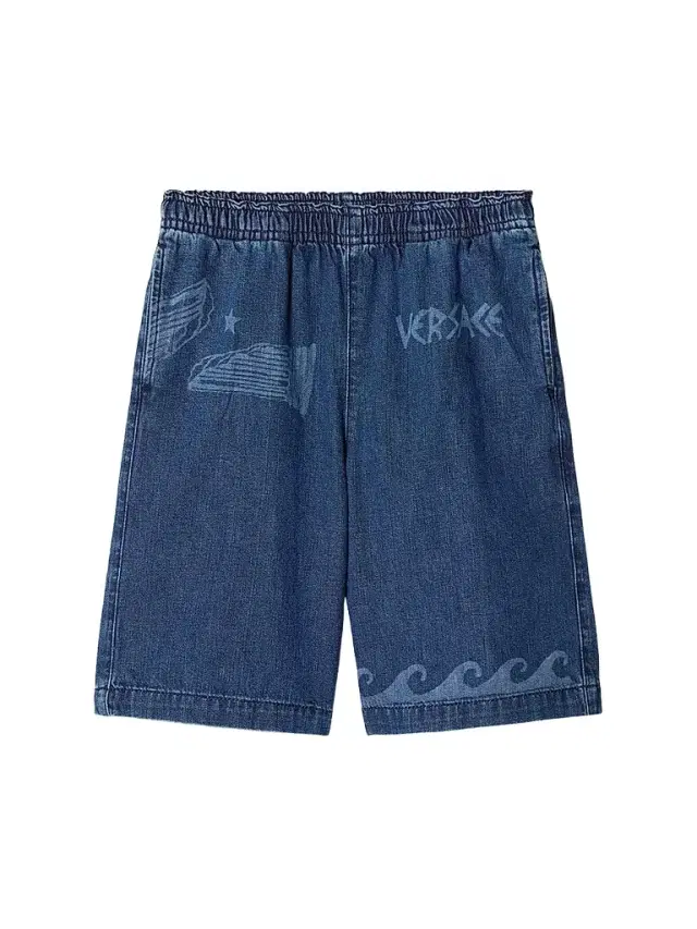 Little Boy's & Boy's Laser Logo Denim Shorts - Medium Blue