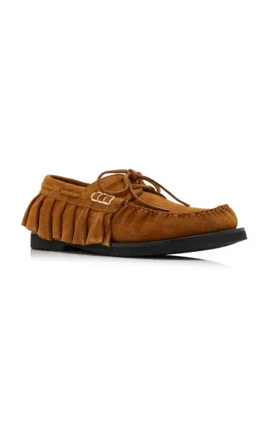 JW Anderson Ruffled Suede Boat Shoes | Thumbnail 4