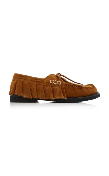 JW Anderson Ruffled Suede Boat Shoes | Thumbnail 6