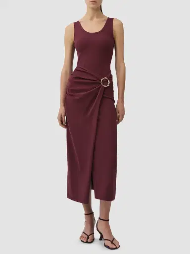 Simkhai Women's Genne Draped Midi Dress | Thumbnail 2 Simkhai Women's Genne Draped Midi Dress | Thumbnail 2
