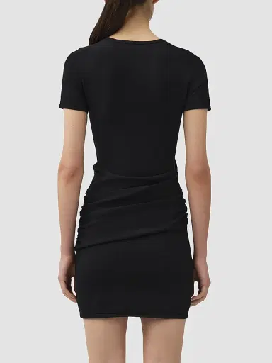 SIMKHAI Women's Leni Draped Mini Dress - Black | Thumbnail 3 SIMKHAI Women's Leni Draped Mini Dress - Black | Thumbnail 3