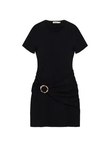 SIMKHAI Women's Leni Draped Mini Dress - Black | Thumbnail 1 SIMKHAI Women's Leni Draped Mini Dress - Black | Thumbnail 1