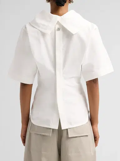 Bottega Veneta Women's Compact Cotton Toile Shirt - Chalk | Thumbnail 3