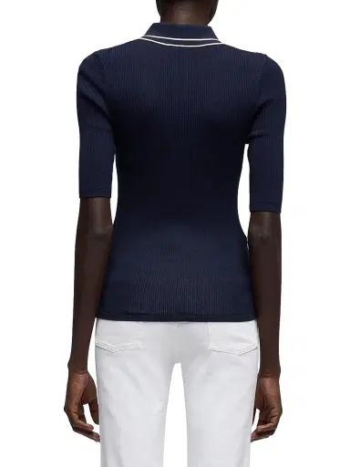 7 For All Mankind Women's Piped Collar Polo Top | Thumbnail 4