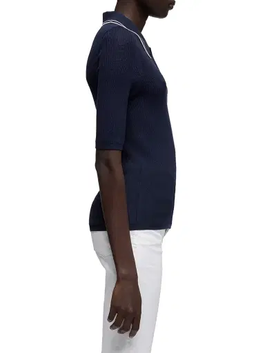 7 For All Mankind Women's Piped Collar Polo Top | Thumbnail 5