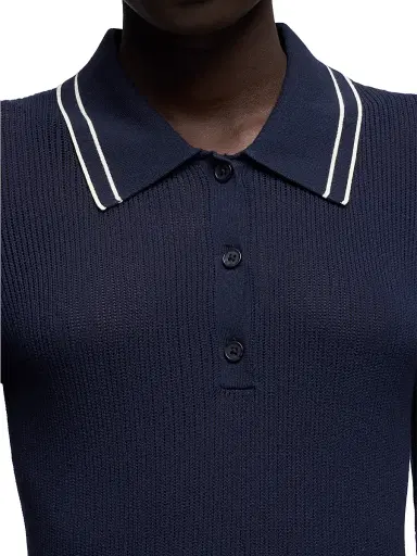 7 For All Mankind Women's Piped Collar Polo Top | Thumbnail 6